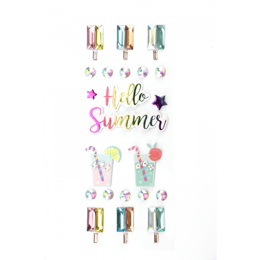 Lot de 22 stickers "Hello summer"