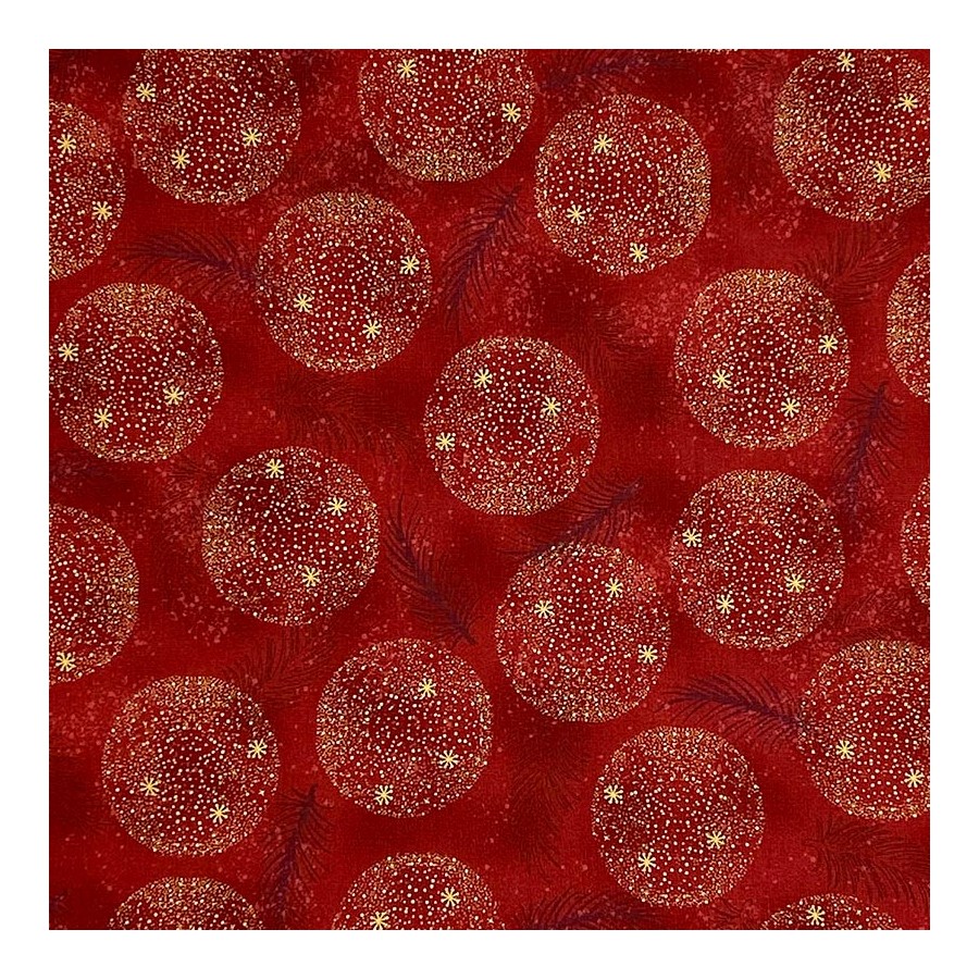 Coupon Stof Fabrics  Rouge "Boules de Noël"