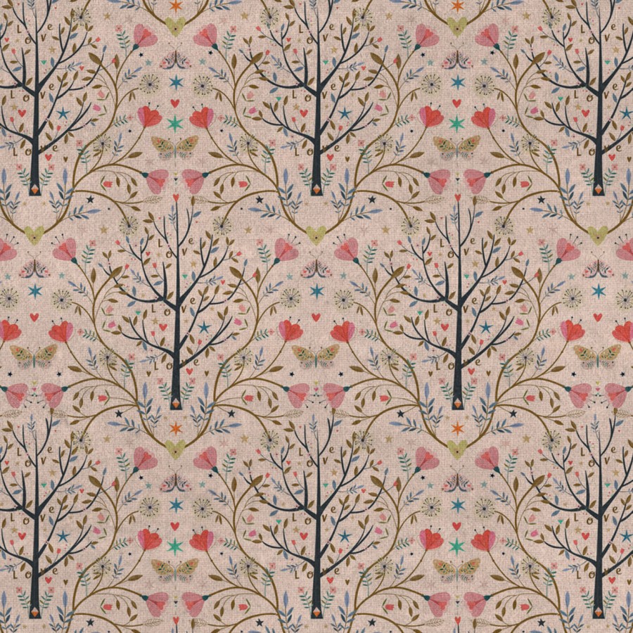 Tissu DASHWOOD coton " Tree of Life" Rose pâle