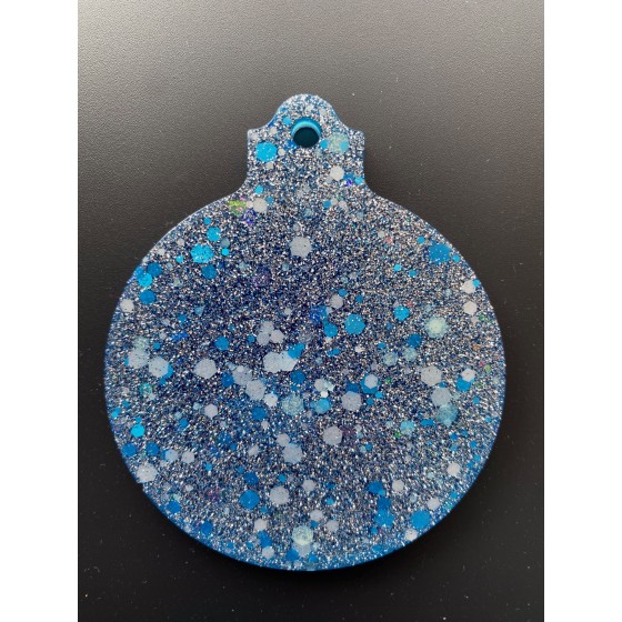 Boule de Noël Bleue à paillettes bleues