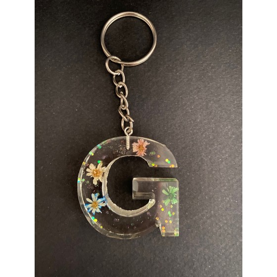 Porte-clé lettre "G" fleurie