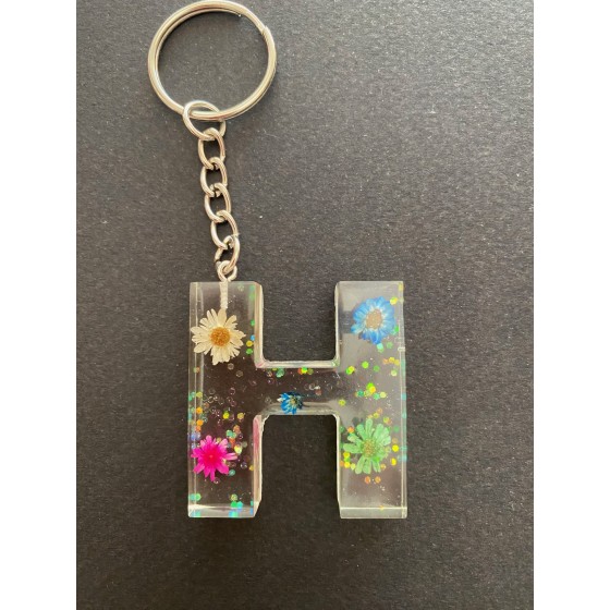 Porte-clé lettre "H" fleurie