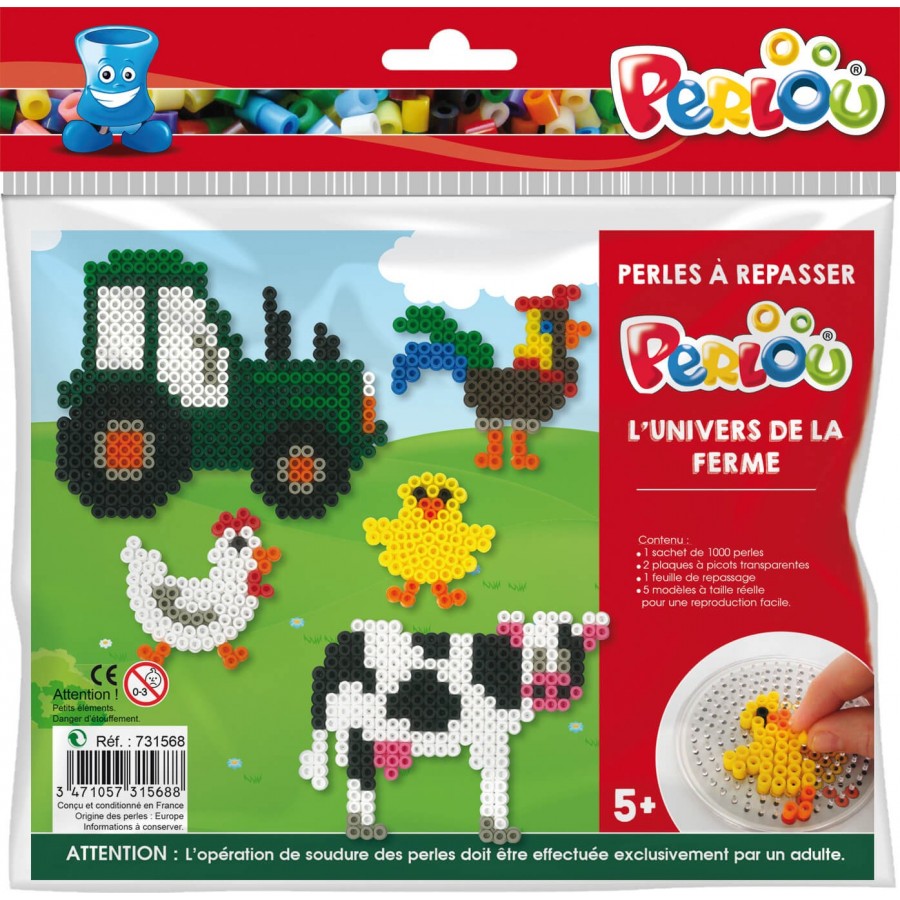 Kit perles à repasser PERLOU motifs dinosaures : Chez Rentreediscount  Loisirs créatifs