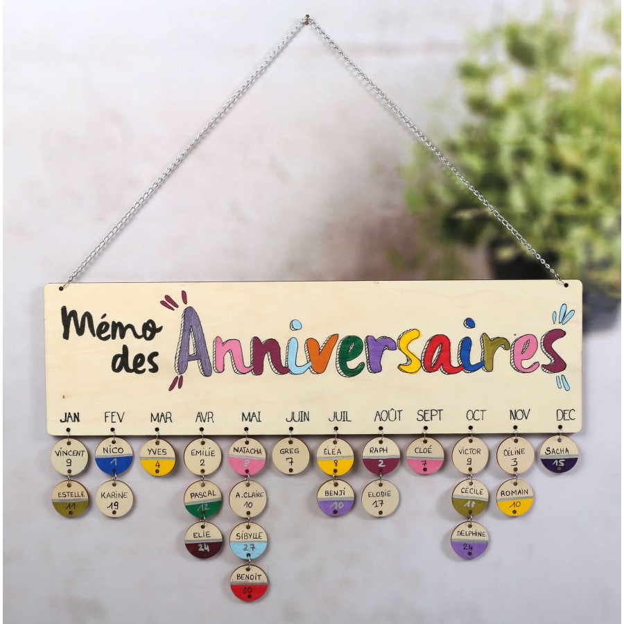 Calendrier des "Anniversaires" en bois