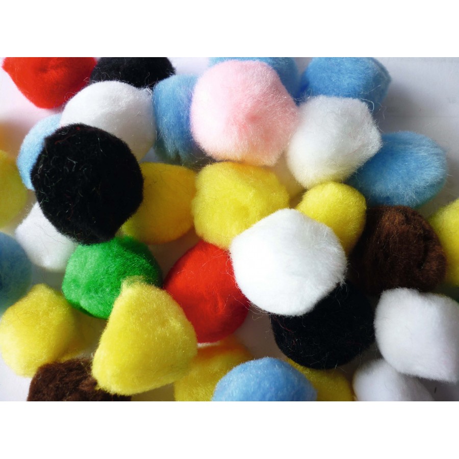 Assortiment de 50 pompons acrylique 35 mm