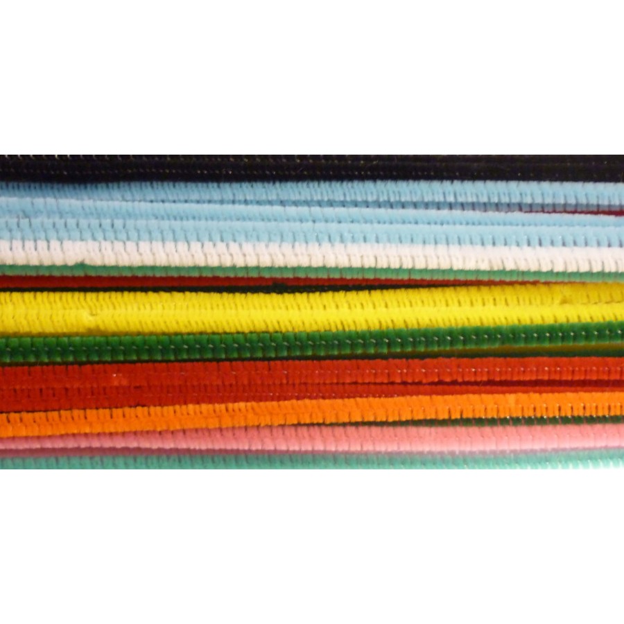 Sachet de 45 brins de chenille " 9 couleurs" 6 mm