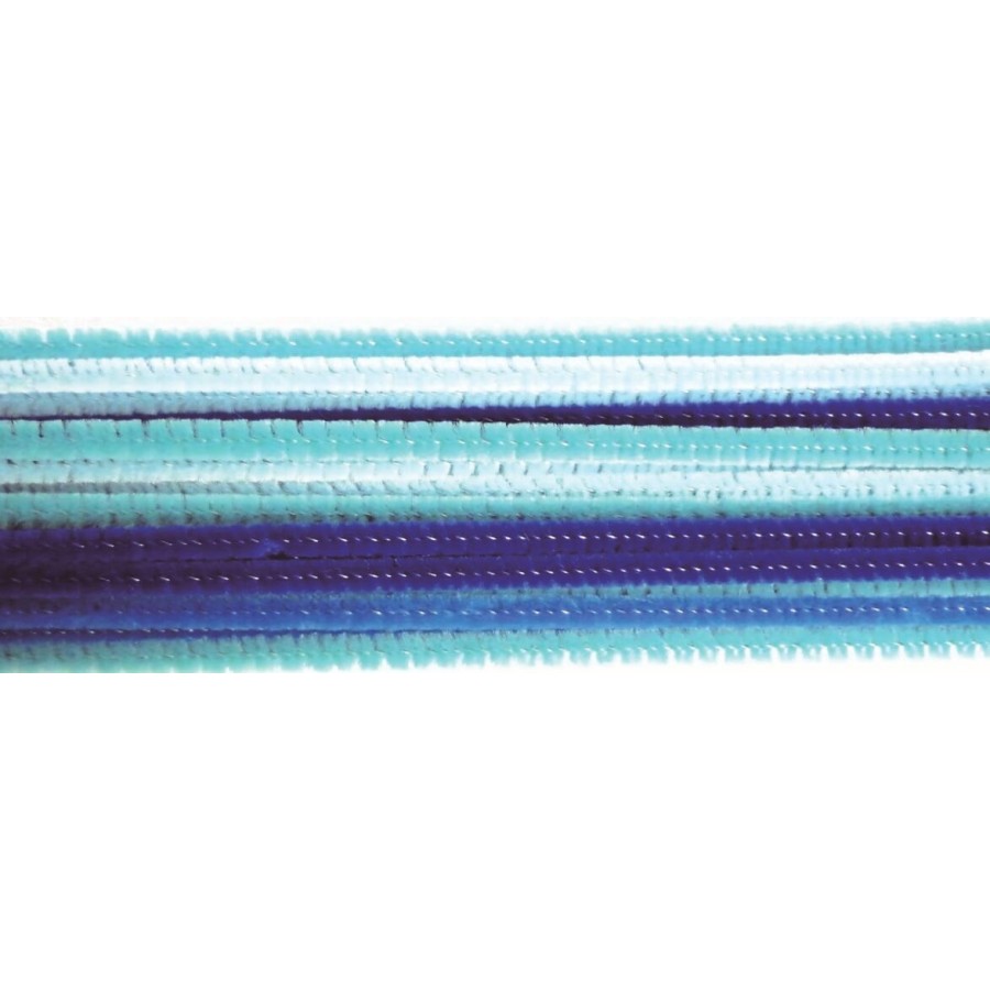 Sachet de 20 brins de chenille " Assortiment de bleu" 6 mm